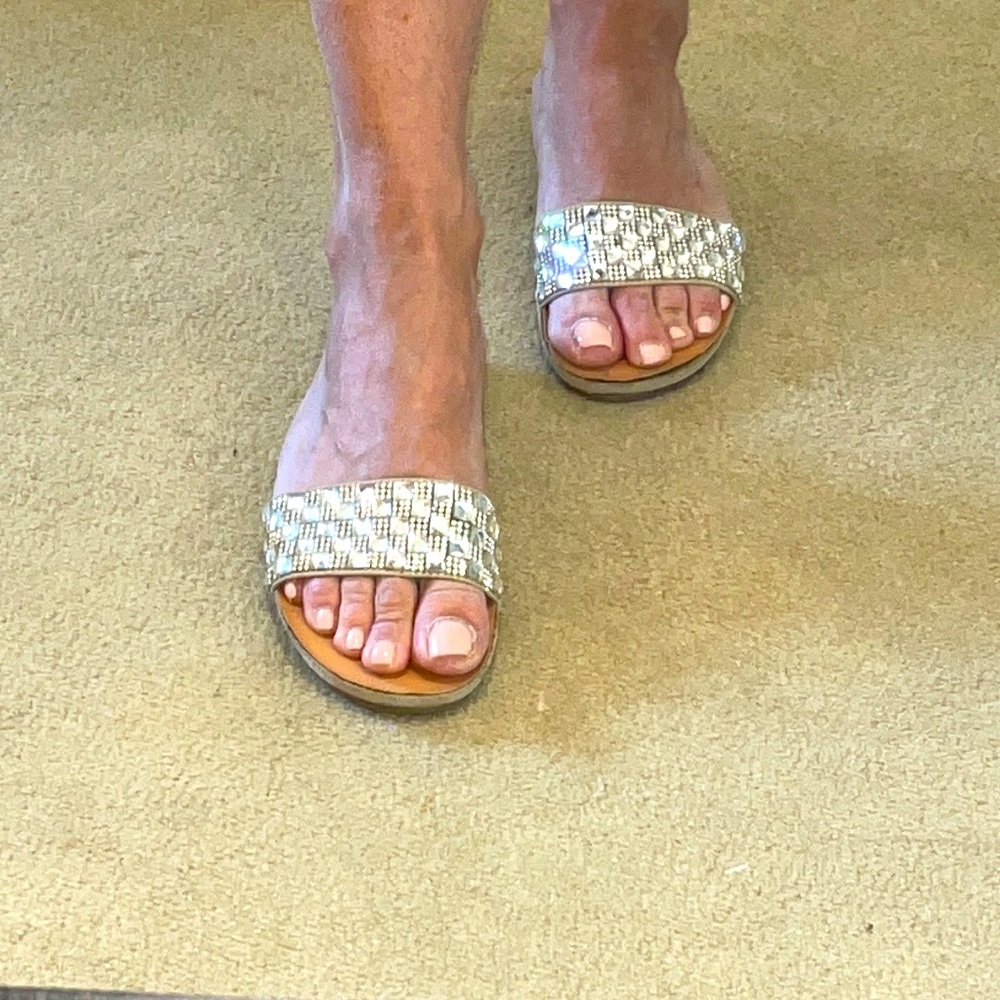 Women’s crystal embellished slides
